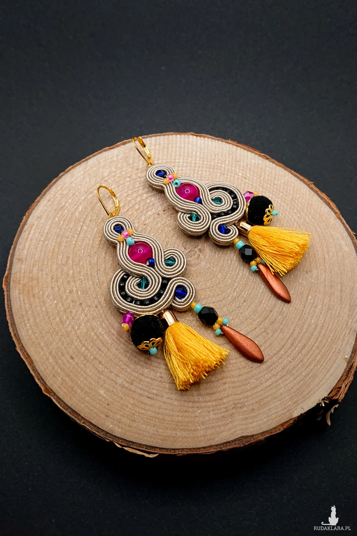 BEŻOWO-KOLOROWE KOLCZYKI SUTASZ W STYLU BOHO 16